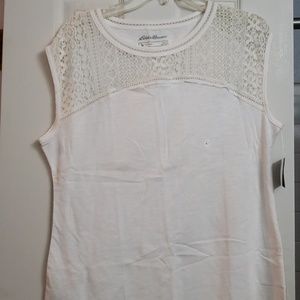 Eddie Bauer crochet neck top